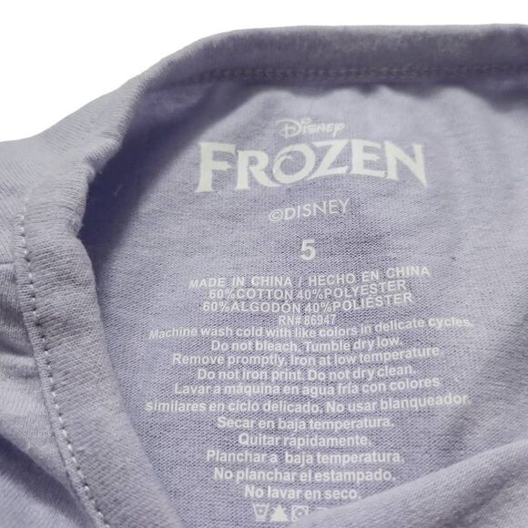 Disney Frozen Girls Size 5 Purple Short Sleeve Shirt - Picture 2 of 4